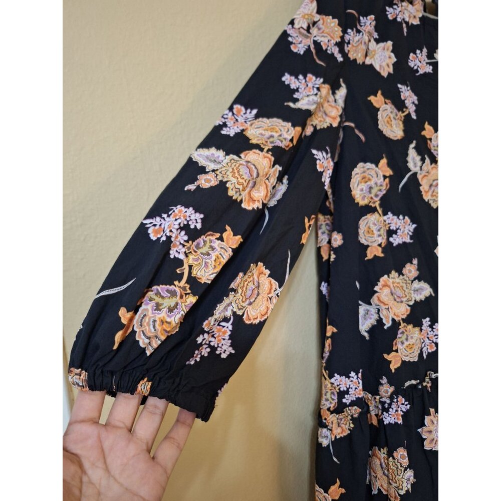 Who What Wear Black Floral Midi Dress 100%‎ Cotton Womens Size 2X Summer - Picture 3 of 12